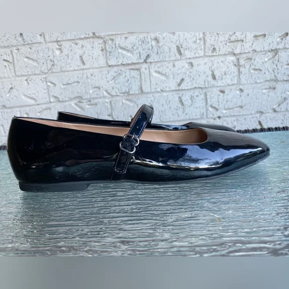 Copper Key Black Patent Ballet Mary Jane’s Flats Taper Square Toe Trendy sz 9.5 - Picture 3 of 5